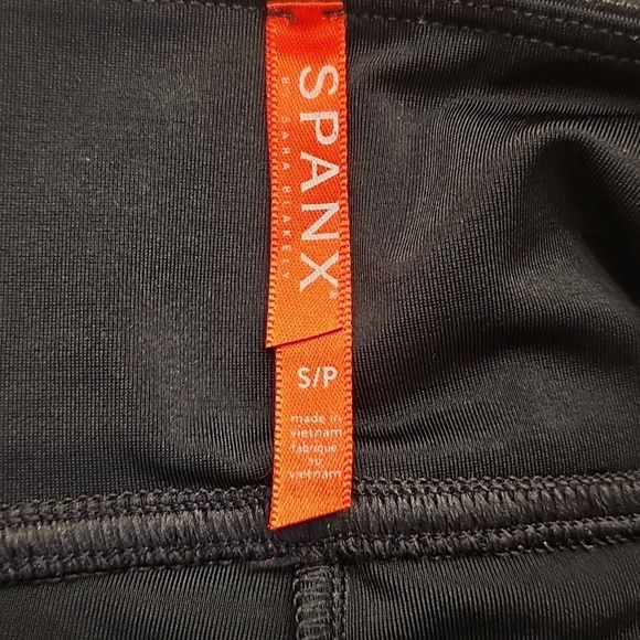 SPANX Small Black Faux Leather Leggings High Rise Shaping Moto Sleek - Picture 4 of 5